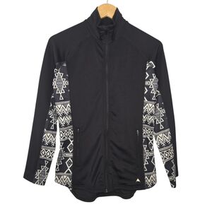 Burton Womens Black Aztec Print Skiing Base Layer Full Zip DryRide Jacket XS